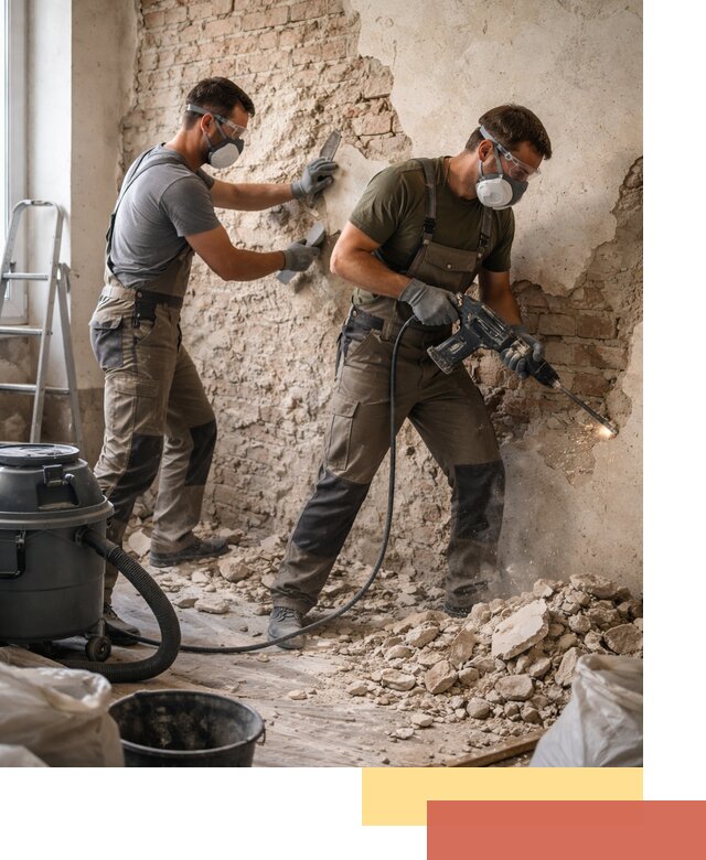 Демонтаж штукатурки со стен в Лянторе быстро и аккуратно