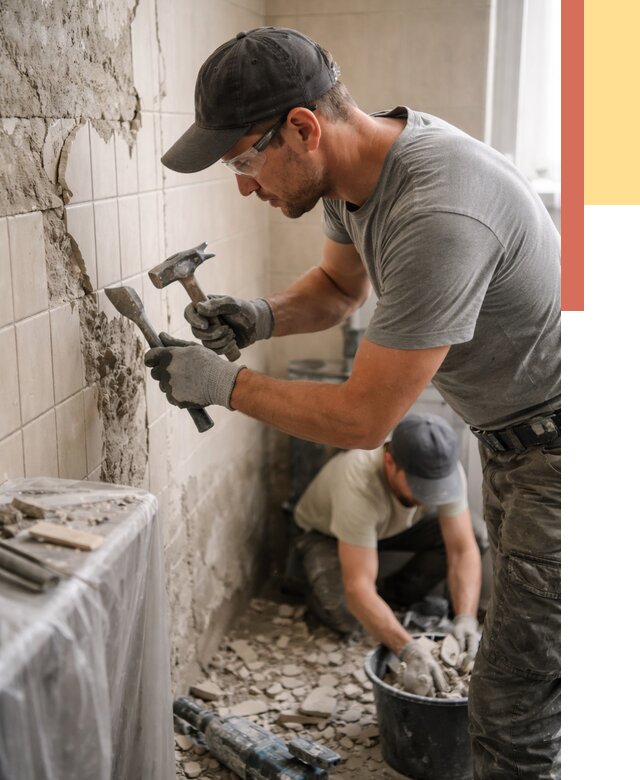 Демонтаж плитки со стен в Лянторе от 870 руб. — быстро и недорого | ОТДЕЛОЧНИК-Лнт