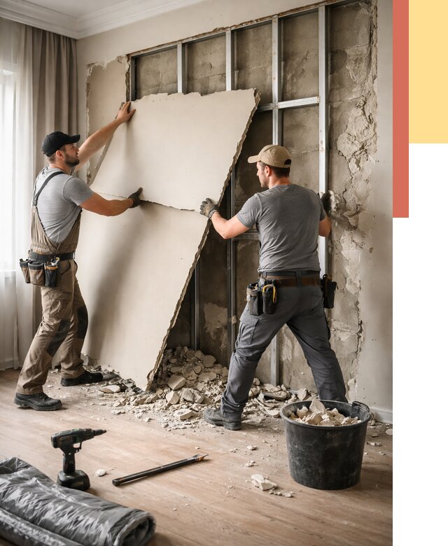 Демонтаж гипсокартона со стен в Лянторе от 358 руб. — услуги демонтажа | ОТДЕЛОЧНИК-Лнт