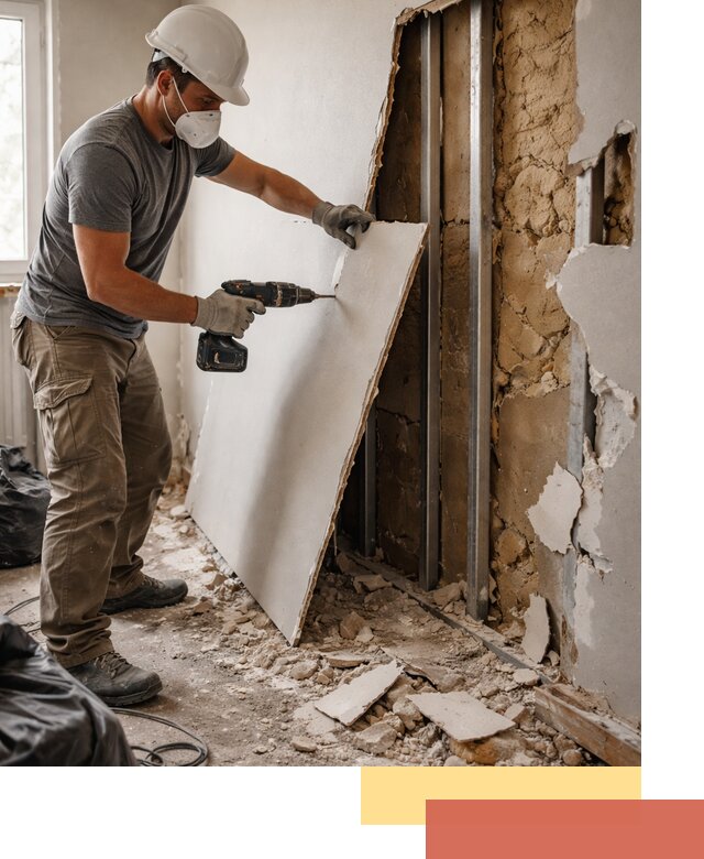 Демонтаж гипсокартона со стен в Лянторе качественно и быстро