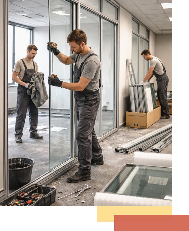 Демонтаж стеклянных перегородок в Лянторе быстро и безопасно