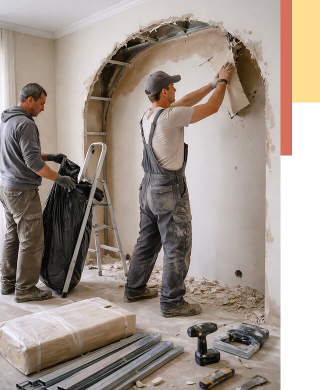 Демонтаж арки из гипсокартона в Лянторе от 3583 руб. — услуги под ключ | ОТДЕЛОЧНИК-Лнт