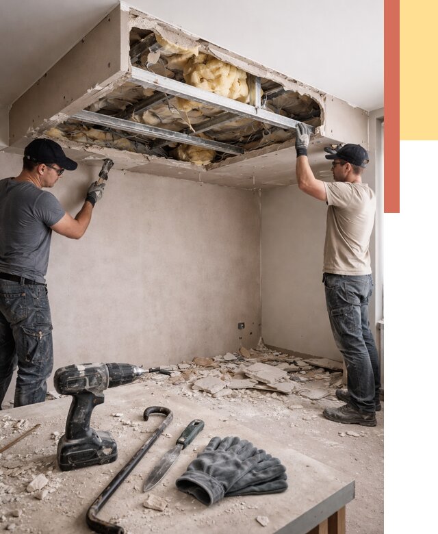 Демонтаж короба из гипсокартона в Лянторе от 1556 руб. — быстро и недорого | ОТДЕЛОЧНИК-Лнт