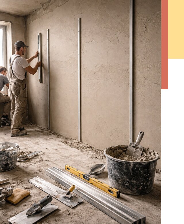 Штукатурка стен по маякам в Лянторе от 5630 руб./м² — выравнивание под ключ | ОТДЕЛОЧНИК-Лнт