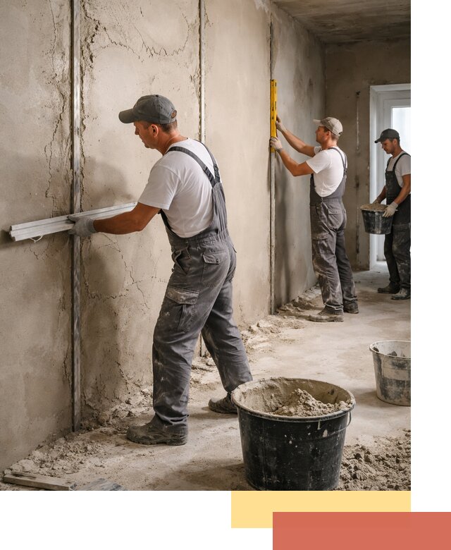 Штукатурка стен по маякам в Лянторе — точная и ровная поверхность