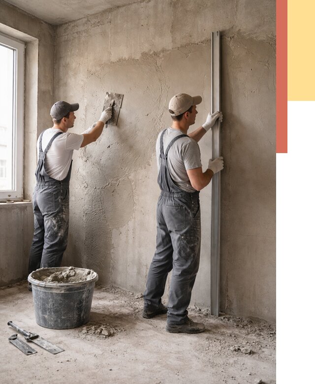 Штукатурка бетонных стен в Лянторе от 4607 руб/м² — качественно и быстро | ОТДЕЛОЧНИК-Лнт