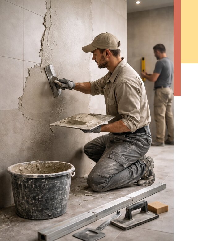 Штукатурка стен в ванной в Лянторе от 4607 руб./м² — выравнивание под ключ | ОТДЕЛОЧНИК-Лнт