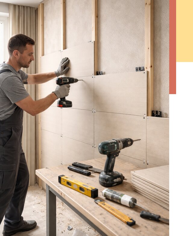 Монтаж МДФ панелей на стены в Лянторе от 1280 руб. под ключ | ОТДЕЛОЧНИК-Лнт