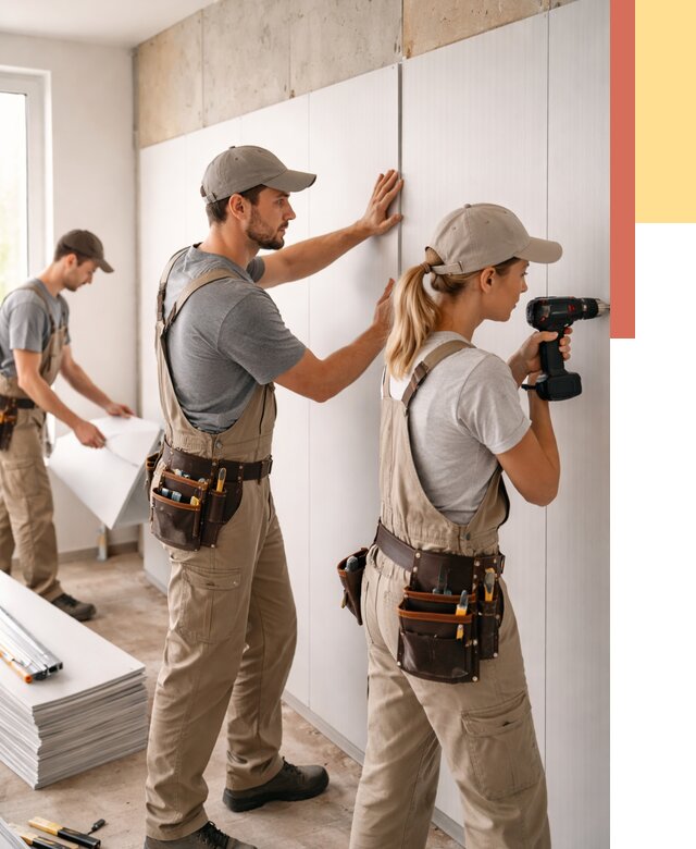 Монтаж ПВХ панелей на стены в Лянторе от 461 руб/м2 — быстро и недорого | ОТДЕЛОЧНИК-Лнт