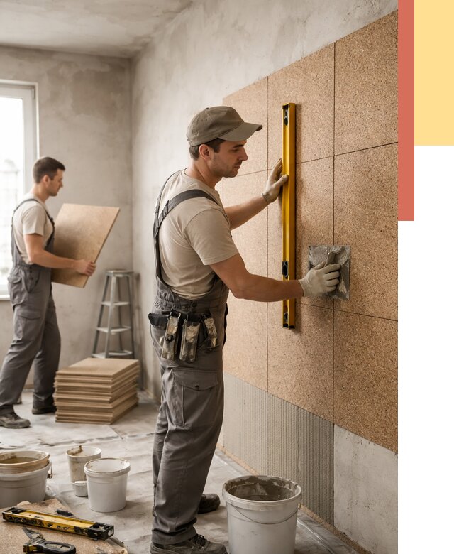 Монтаж пробковых панелей на стены в Лянторе от 3583 руб. — ОТДЕЛОЧНИК-Лнт