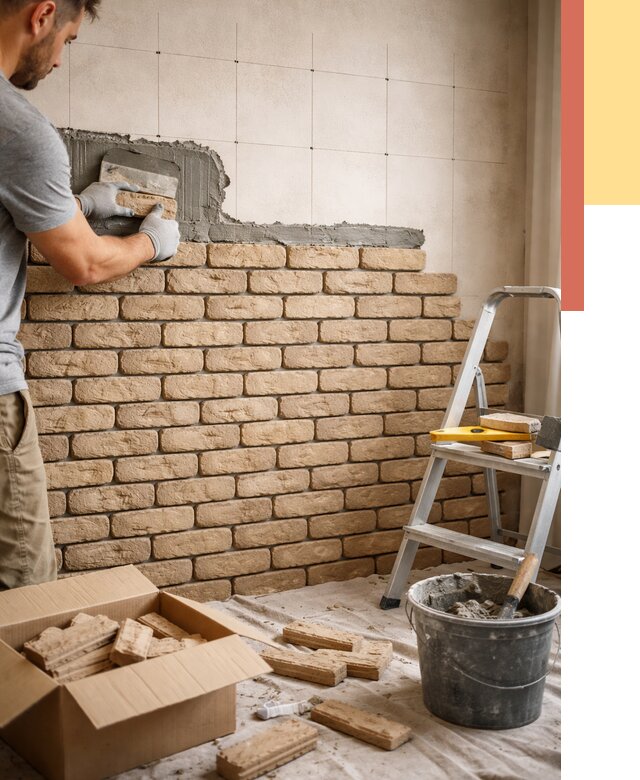 Монтаж декоративного кирпича в Лянторе от 3276 руб./м² — быстро и недорого | ОТДЕЛОЧНИК-Лнт