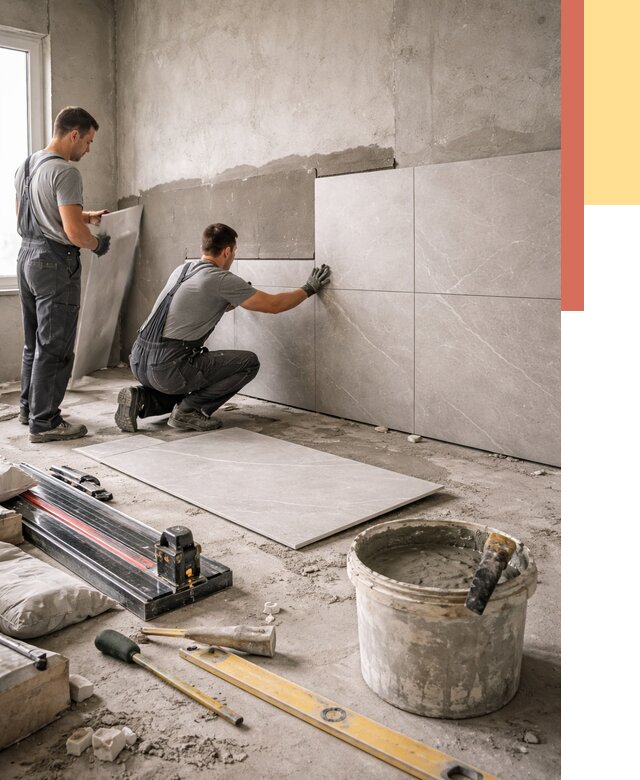 Облицовка стен керамогранитом в Лянторе от 4300 руб./м² — услуги под ключ | ОТДЕЛОЧНИК-Лнт