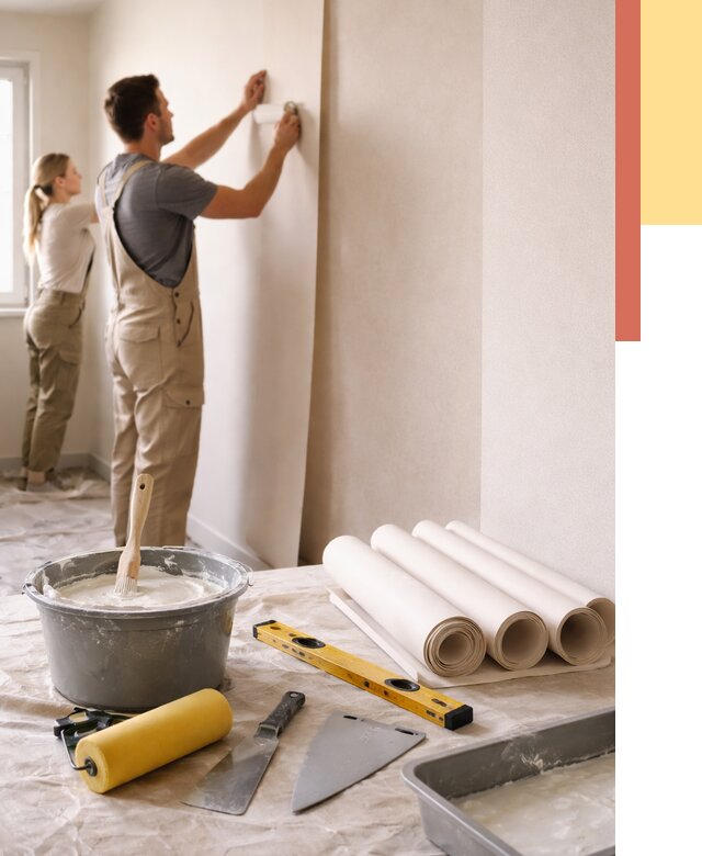 Поклейка бумажных обоев в Лянторе от 5630 руб./м2 — быстро и недорого | ОТДЕЛОЧНИК-Лнт