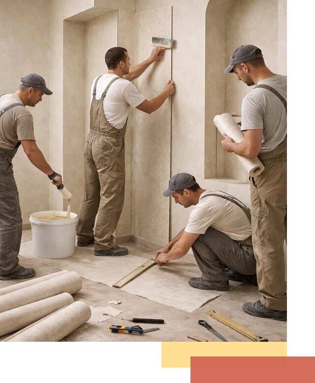 Поклейка обоев на сложные стены и неровные поверхности в Лянторе