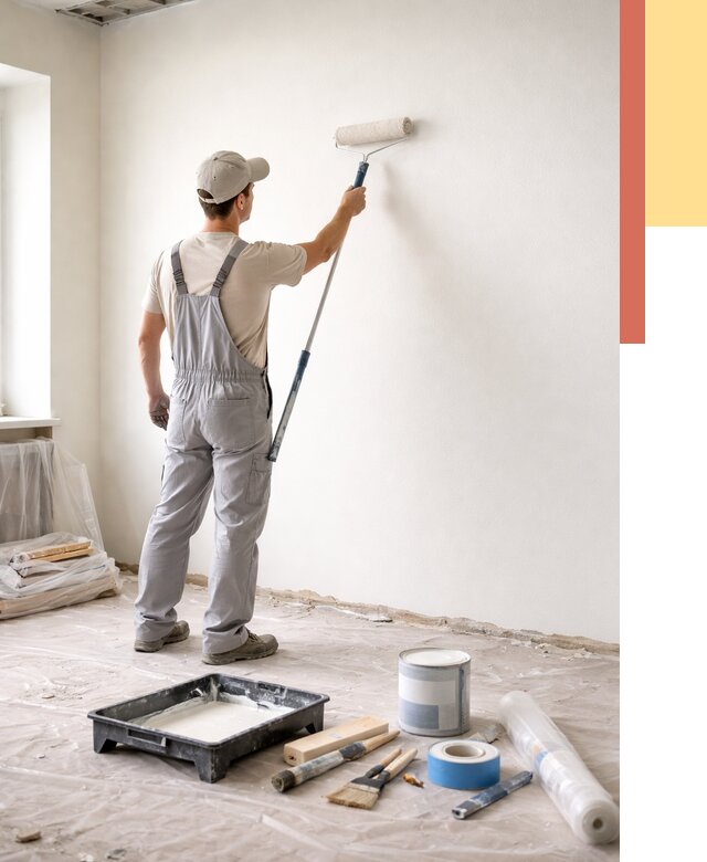 Покраска стен водоэмульсионной краской в Лянторе от 461 руб. за м² | ОТДЕЛОЧНИК-Лнт