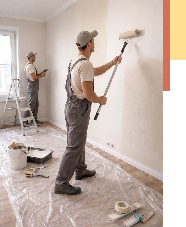 Покраска стен акриловой краской в Лянторе от 3583 руб./м² — быстро и недорого | ОТДЕЛОЧНИК-Лнт