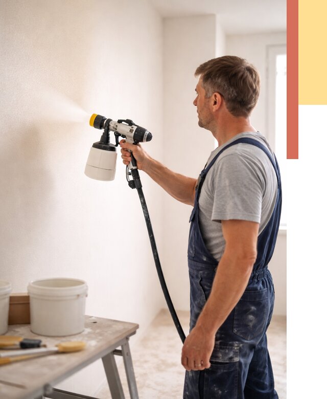 Покраска стен краскопультом в Лянторе от 7678 руб. — механизированная покраска | ОТДЕЛОЧНИК-Лнт