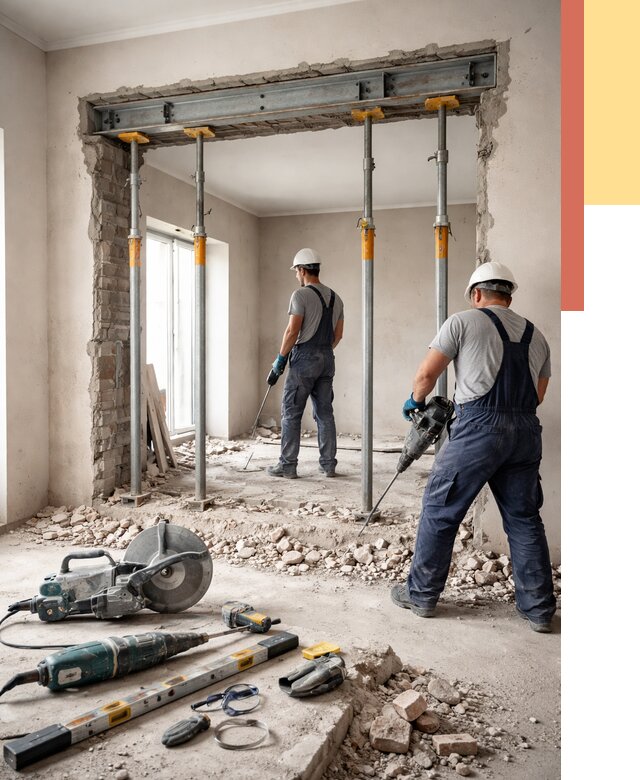 Прорезка проема в стене в Лянторе от 4607 руб. — быстро и недорого | ОТДЕЛОЧНИК-Лнт