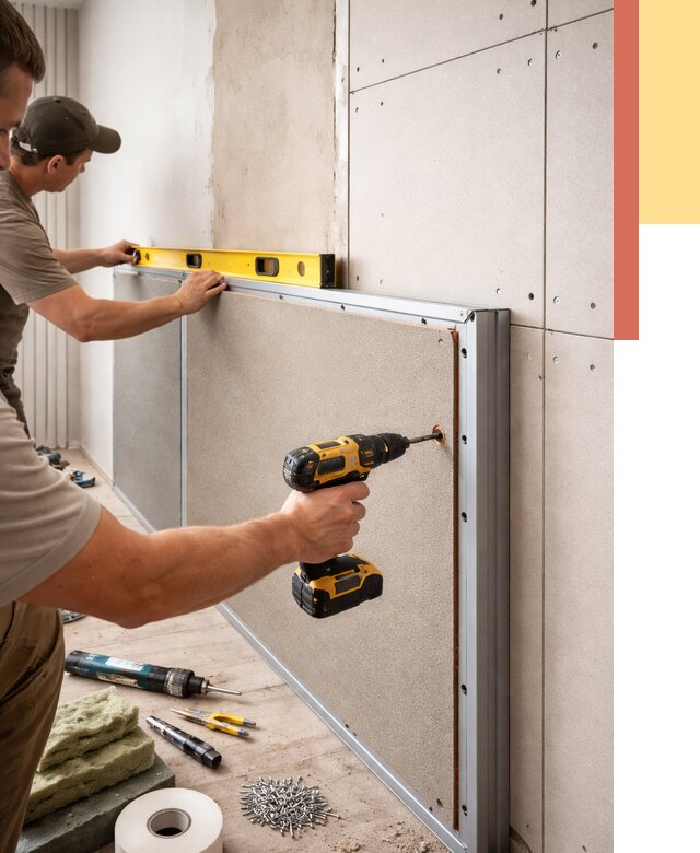 Шумоизоляция стен панелями ЗИПС в Лянторе от 2252 руб./м² под ключ | ОТДЕЛОЧНИК-Лнт