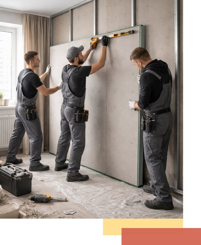 Шумоизоляция стен панелями ЗИПС в Лянторе для жилых и коммерческих помещений