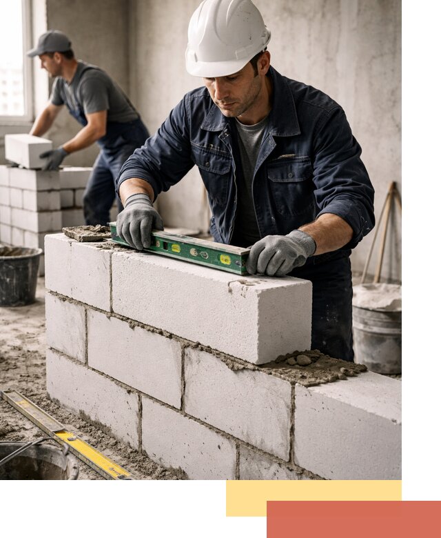 Кладка перегородок из пеноблока под ключ в Лянторе