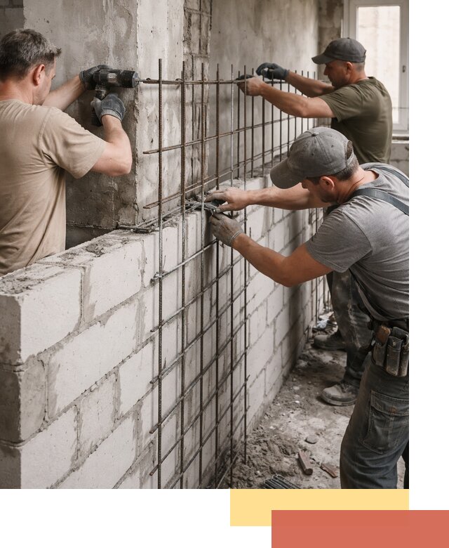 Армирование кладки перегородок в Лянторе профессионально и надёжно