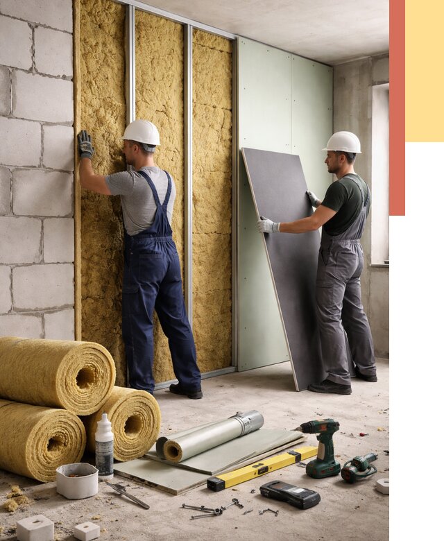 Шумоизоляция перегородок из блоков в Лянторе от 1894 руб./м² — быстро и недорого | ОТДЕЛОЧНИК-Лнт