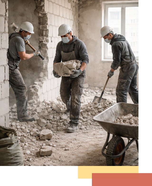 Демонтаж блочных перегородок в Лянторе быстро и аккуратно