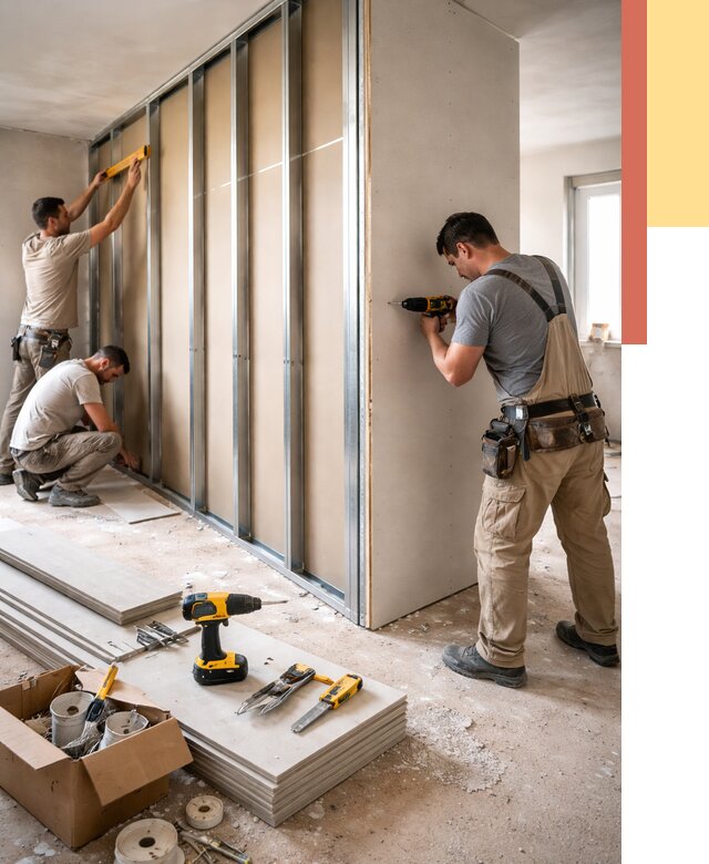 Монтаж однослойной перегородки из гипсокартона в Лянторе от 665 руб. | ОТДЕЛОЧНИК-Лнт