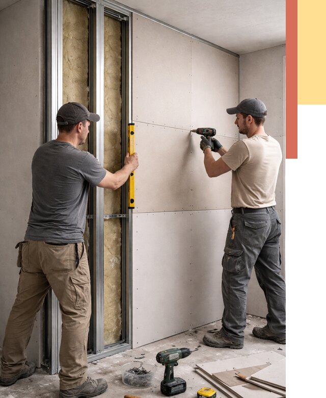 Монтаж двухслойной перегородки из гипсокартона в Лянторе от 1484 руб. | ОТДЕЛОЧНИК-Лнт