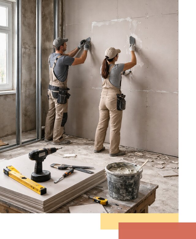 Монтаж двухслойной перегородки из гипсокартона в Лянторе