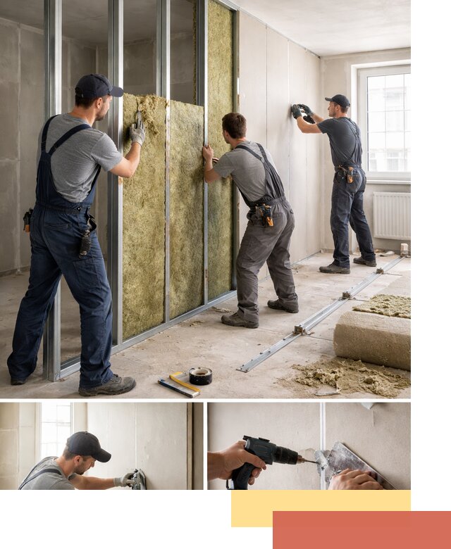 Перегородка из гипсокартона с шумоизоляцией в Лянторе — монтаж под ключ