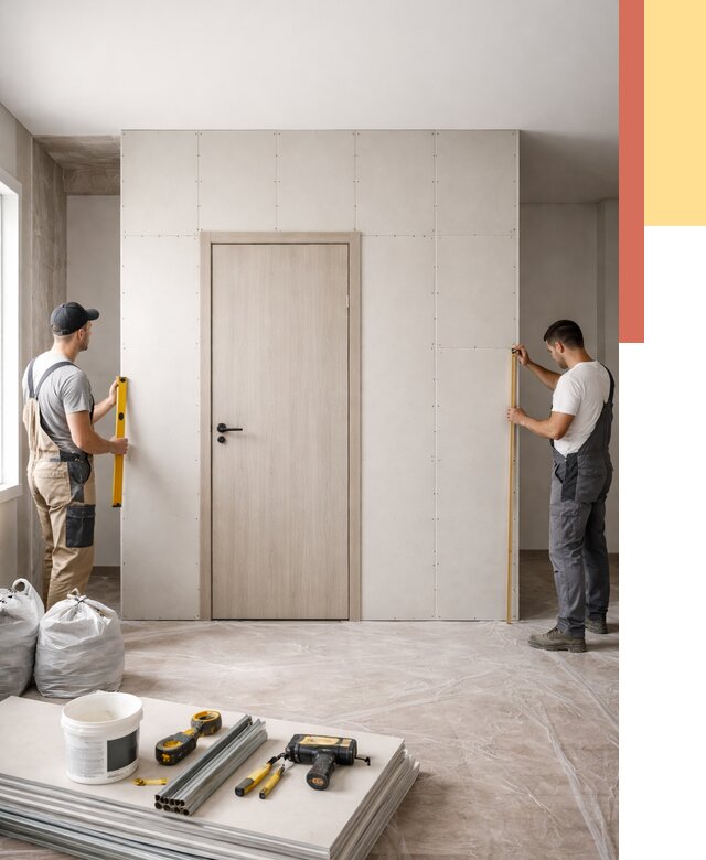 Перегородка из гипсокартона с дверью в Лянторе от 4607 руб. под ключ | ОТДЕЛОЧНИК-Лнт