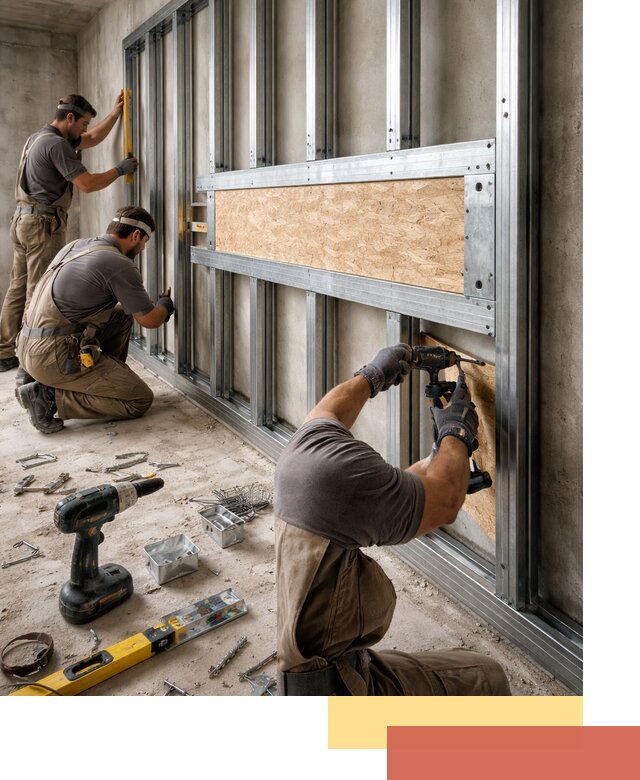 Усиленная перегородка для крепления тяжёлых конструкций в Лянторе