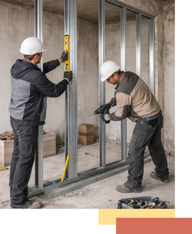 Монтаж каркаса перегородки из профиля в Лянторе