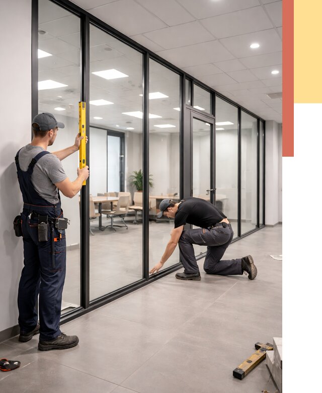 Каркасные стеклянные перегородки в Лянторе под ключ от 9418 руб. | ОТДЕЛОЧНИК-Лнт