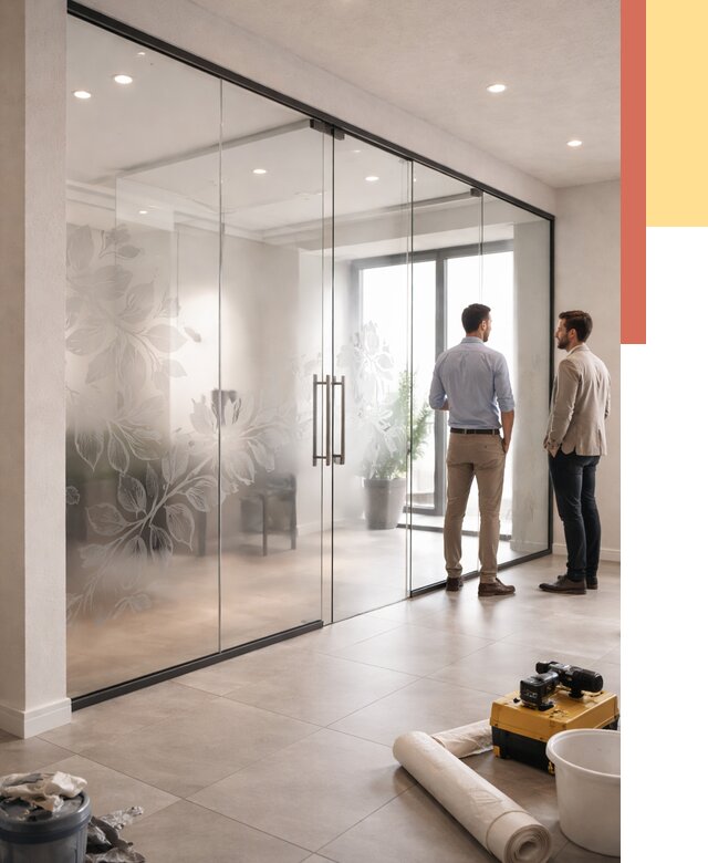 Стеклянные перегородки с рисунком в Лянторе от 12796 руб. монтаж и нанесение | ОТДЕЛОЧНИК-Лнт