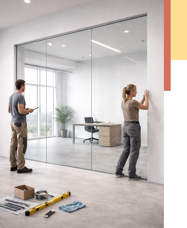 Перегородки из закаленного стекла в Лянторе от 9725 руб. под ключ | ОТДЕЛОЧНИК-Лнт