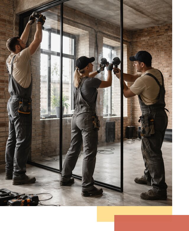 Стеклянные перегородки лофт — изготовление и монтаж в Лянторе