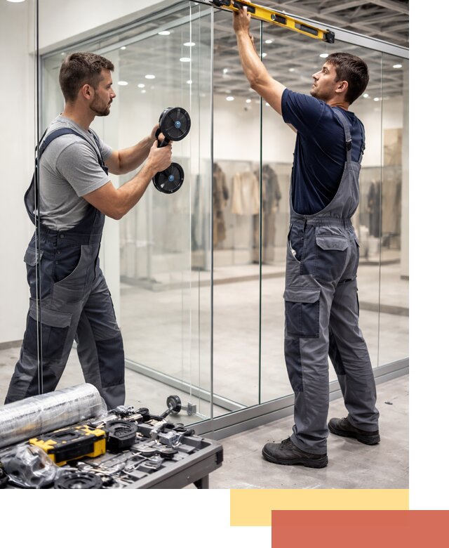 Стеклянные перегородки для магазинов в Лянторе — монтаж и установка