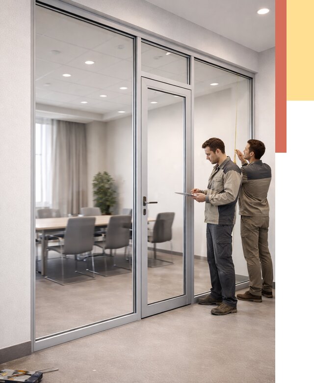 Установка и монтаж алюминиевых перегородок со стеклом в Лянторе от 8394 руб. | ОТДЕЛОЧНИК-Лнт