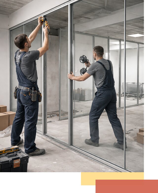 Алюминиевые перегородки со стеклом в Лянторе — изготовление и монтаж