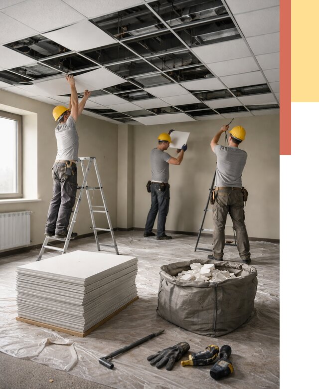 Демонтаж потолка Армстронг в Лянторе от 4607 руб. быстро и недорого | ОТДЕЛОЧНИК-Лнт