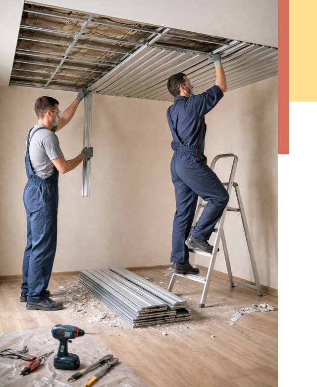 Демонтаж реечного потолка в Лянторе от 4607 руб. быстро и недорого | ОТДЕЛОЧНИК-Лнт