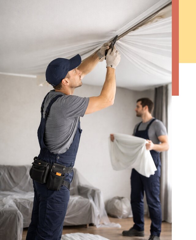 Демонтаж натяжного потолка в Лянторе от 4607 руб. — снятие и разбор под ключ | ОТДЕЛОЧНИК-Лнт