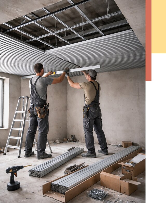 Монтаж реечного потолка в Лянторе от 4607 руб. под ключ | ОТДЕЛОЧНИК-Лнт