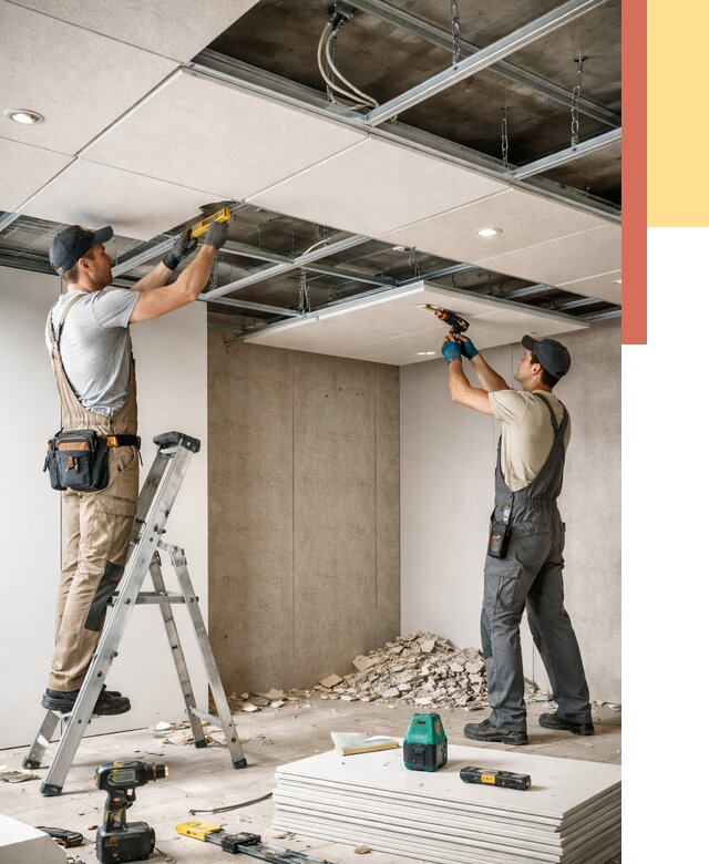 Монтаж акустического потолка в Лянторе от 6654 руб/м2 — быстро и недорого | ОТДЕЛОЧНИК-Лнт