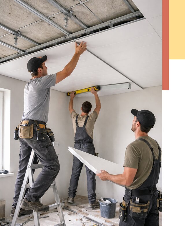 Монтаж потолка из ПВХ панелей в Лянторе от 3583 руб./м2 — быстро и недорого | ОТДЕЛОЧНИК-Лнт