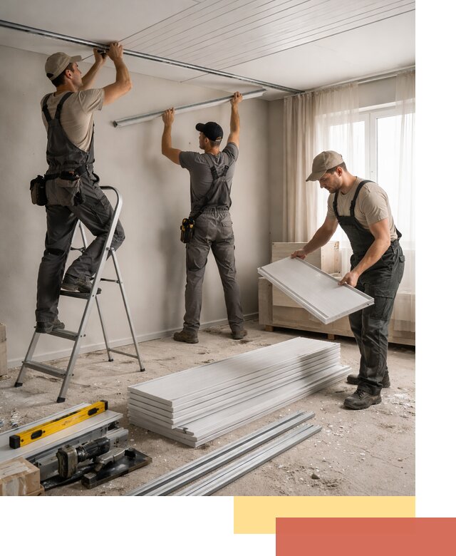 Монтаж потолка из ПВХ панелей в Лянторе оперативно и качественно