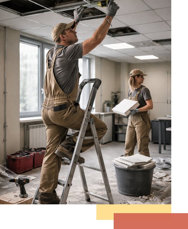 Ремонт потолка Армстронг и замена плит в Лянторе